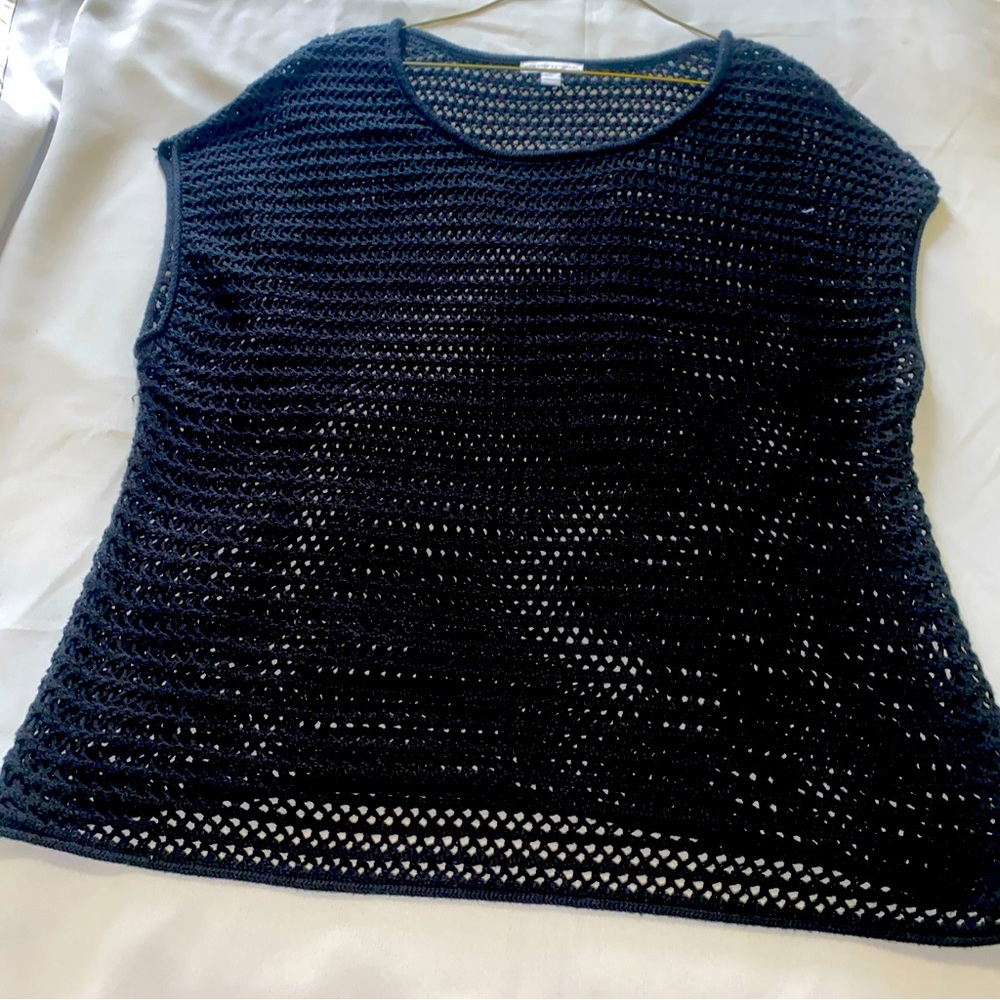 New York & Co Jeans Top Women's XLarge  Black Crochet Off Shoulder Stunning